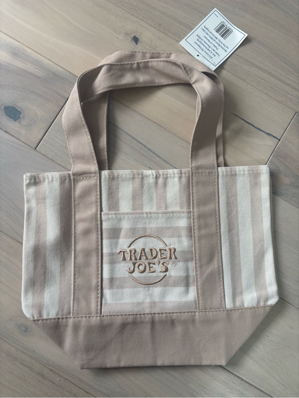 Trader Joe's Beige & Cream Striped Tote